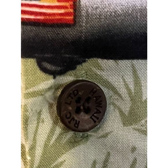 Kalaheo Hawaiian Bomber Green Palm Tree Shirt Fighter Plane Pearl Harbor Large - Picture 4 of 5